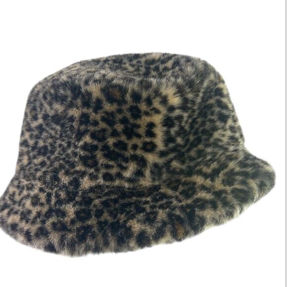 Betmar Vintage Faux Fur Leopard Print Bucket Hat, Fall, Winter, Lux Style, OS - Picture 3 of 6